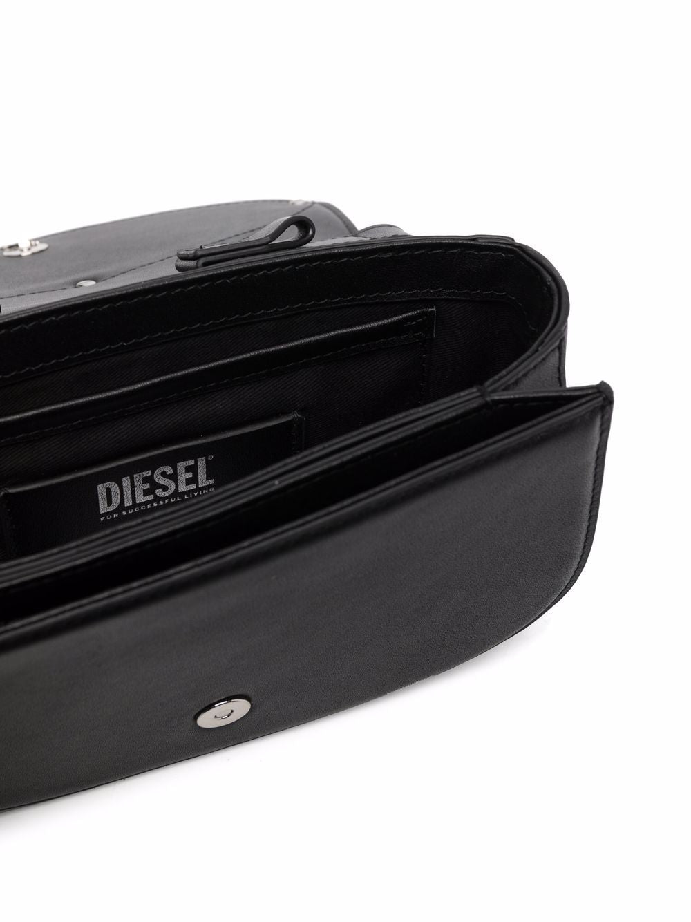 Diesel 1DR Calf Leather Shoulder Bag Black