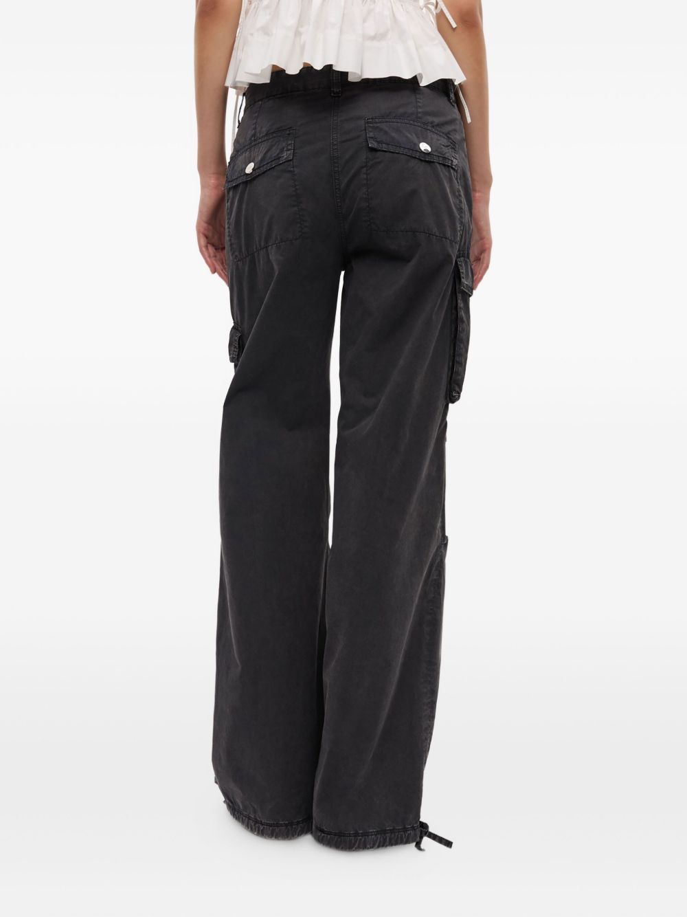 Ganni Silk & Nylon Organic Cotton Cargo Trousers Grey