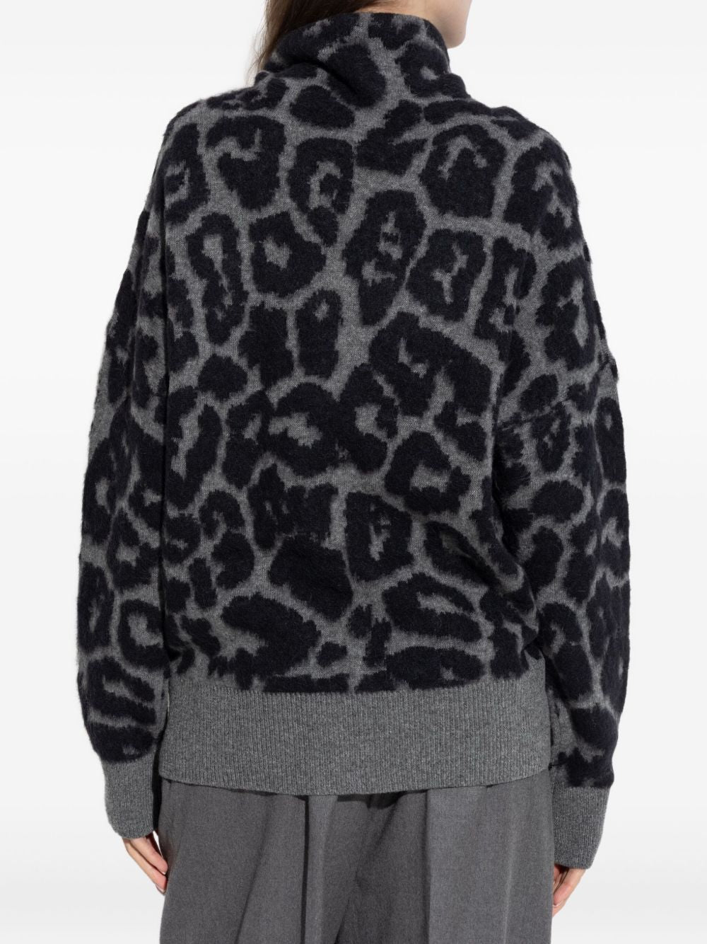Stella McCartney Leopard-Print Wool Jumper Black