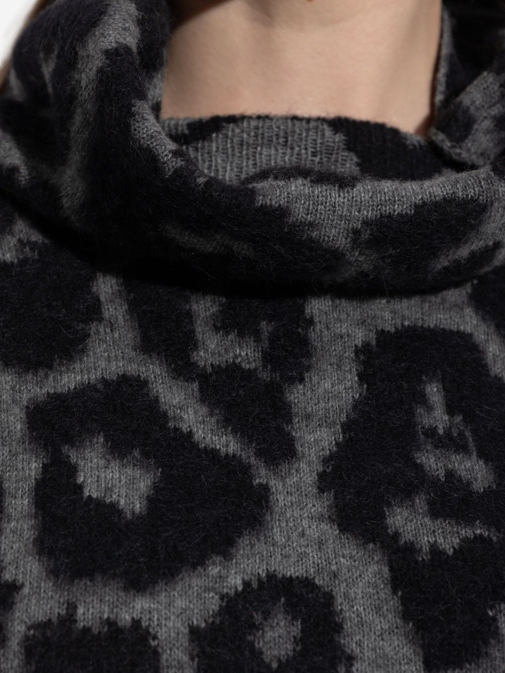 Stella McCartney Leopard-Print Wool Jumper Black