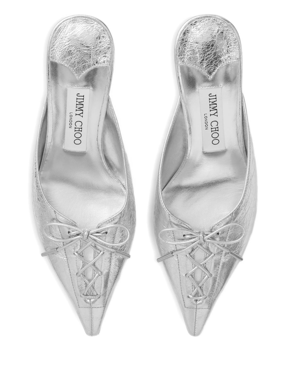 Jimmy Choo Scarlett 50 Silver Leather Mule Sandals Silver