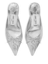 Jimmy Choo Scarlett 50 Silver Leather Mule Sandals Silver