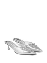 Jimmy Choo Scarlett 50 Silver Leather Mule Sandals Silver