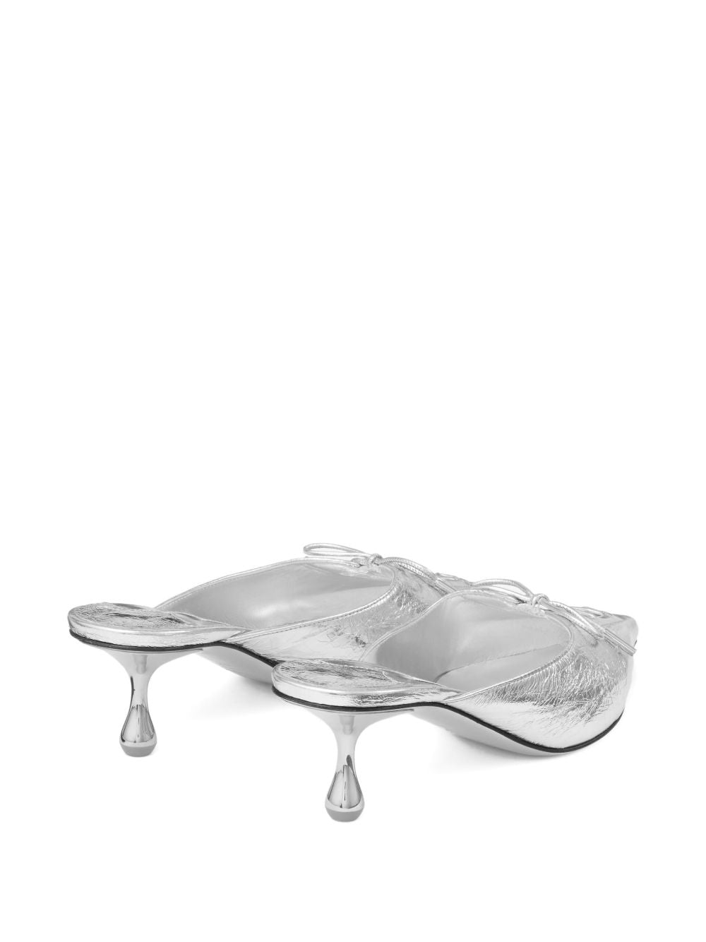 Jimmy Choo Scarlett 50 Silver Leather Mule Sandals Silver