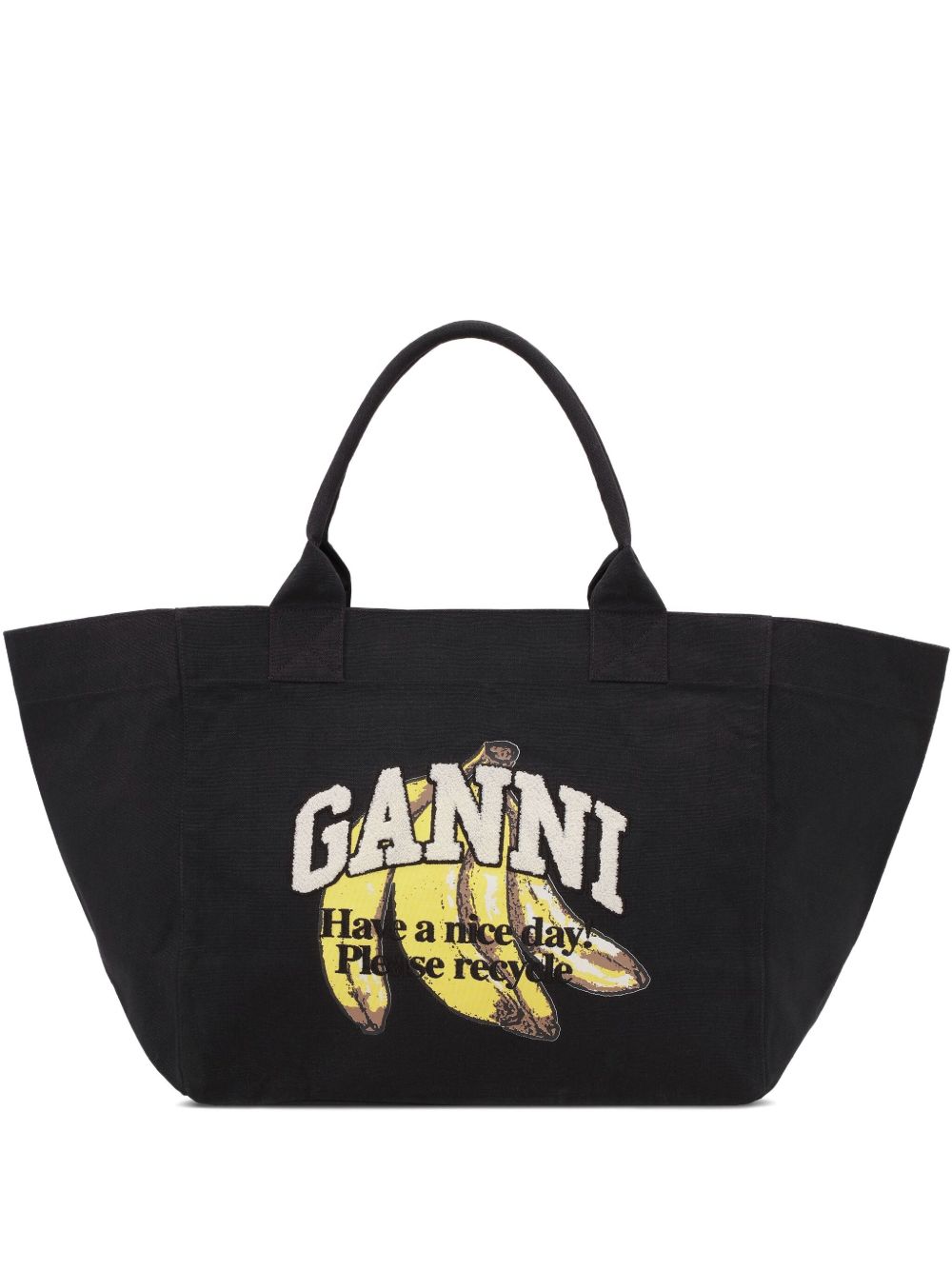 Ganni Large Organic Cotton-Blend Shopper Bag Black