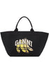 Ganni Large Organic Cotton-Blend Shopper Bag Black
