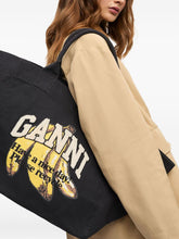 Ganni Large Organic Cotton-Blend Shopper Bag Black