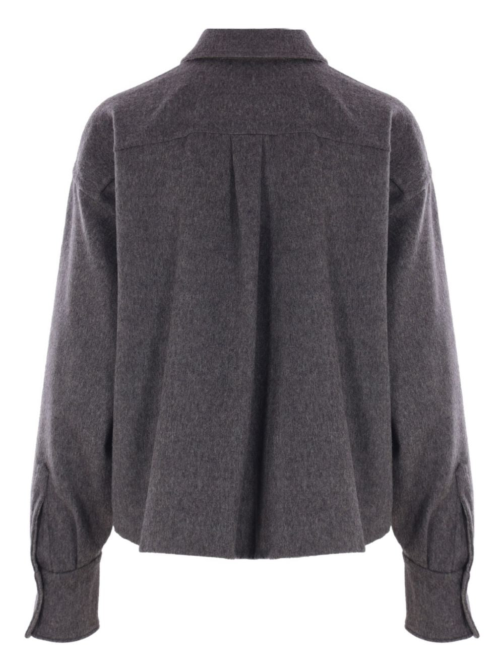 Brunello Cucinelli Virgin Wool Grey Shirt with Horn Buttons and Long Sleeves Grey