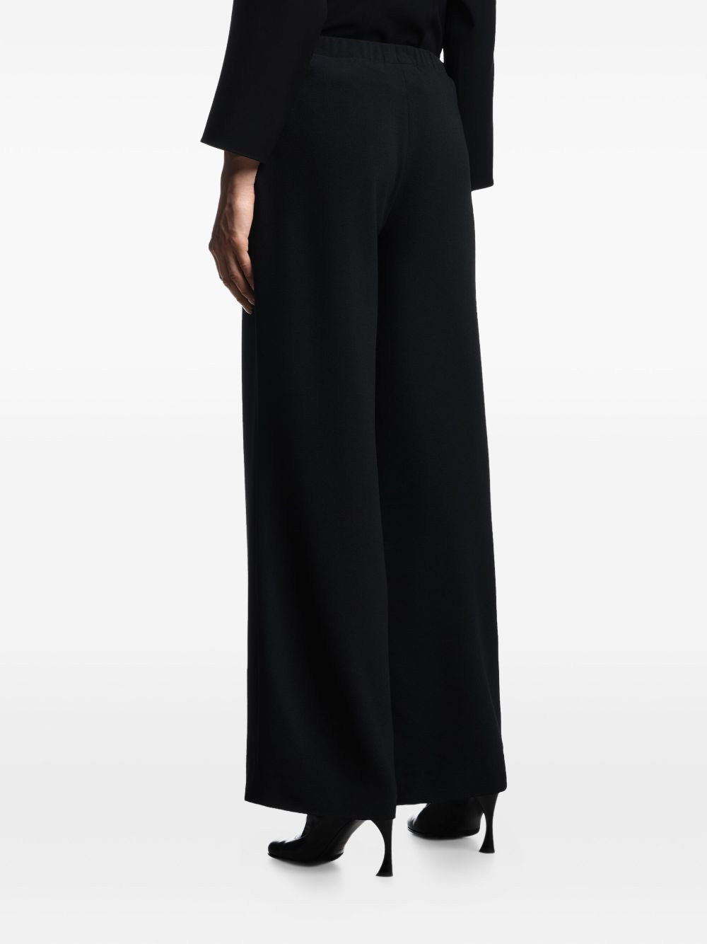 Emporio Armani High-Waist Pleated Straight-Leg Trousers Black