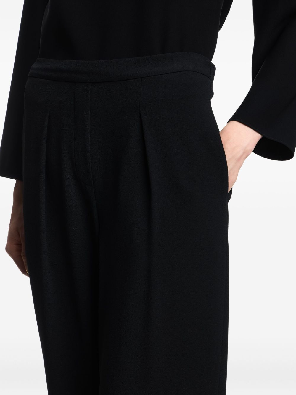 Emporio Armani High-Waist Pleated Straight-Leg Trousers Black