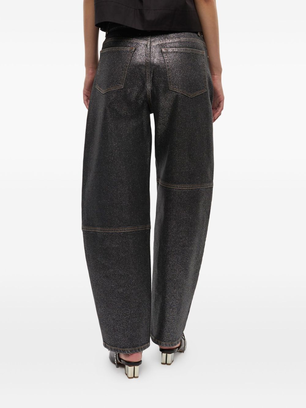 Ganni Wide-Leg Organic Cotton Denim Jeans Black