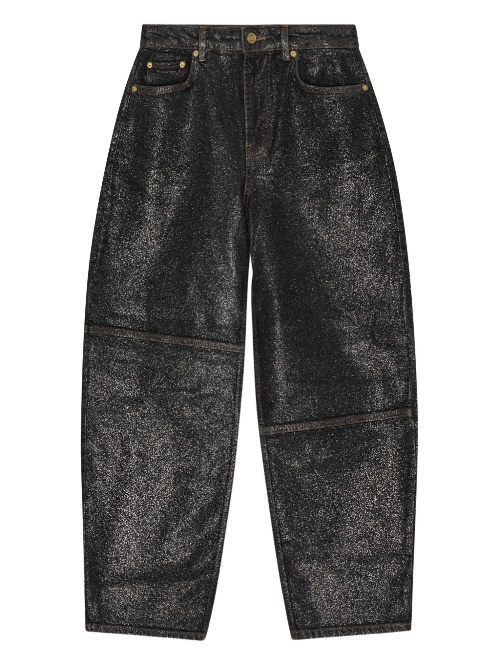 Ganni Wide-Leg Organic Cotton Denim Jeans Black