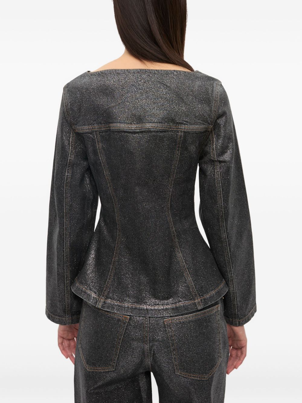 Ganni Silk and Nylon Fitted Blazer in Black Black