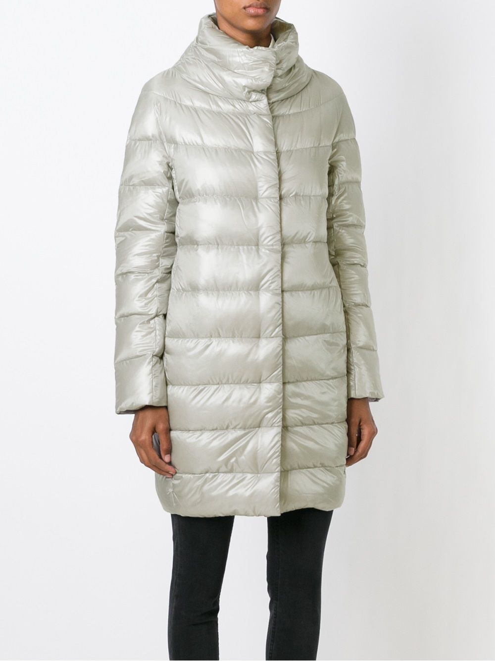 Herno Dora Long Padded Down Coat Light Grey
