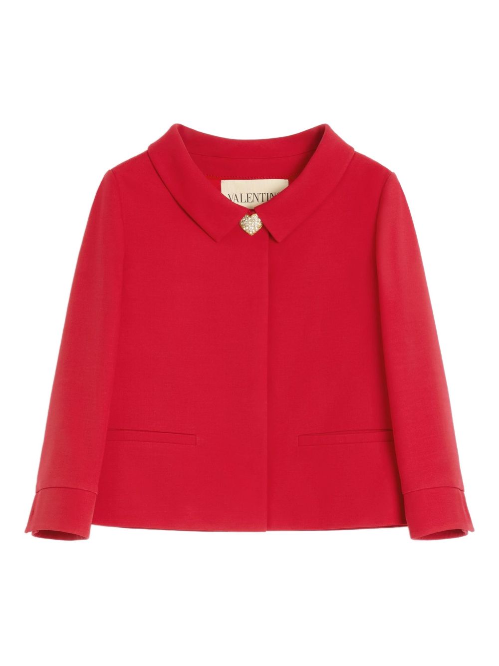Valentino Crepe Couture Short Wool and Silk Jacket Red