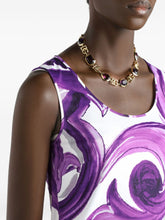 Dolce & Gabbana Maiolica Print Sleeveless Tank Top Purple