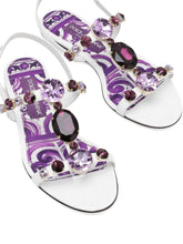 Dolce & Gabbana Maiolica Rhinestone-Embellished Slingback Flat Sandals Purple