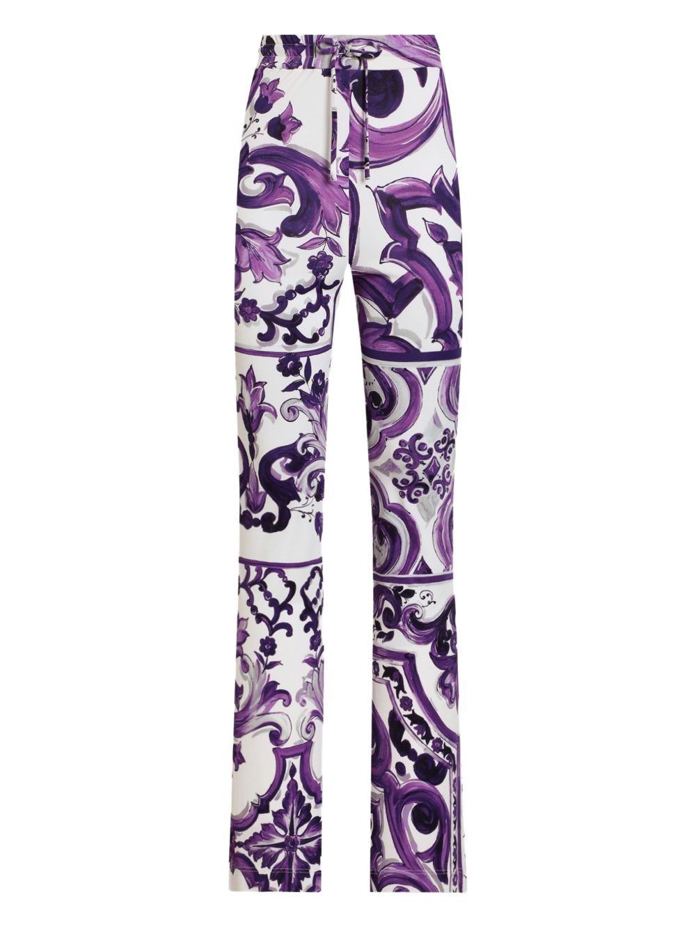 Dolce & Gabbana Slim-Fit Maiolica Print High-Waist Trousers Purple