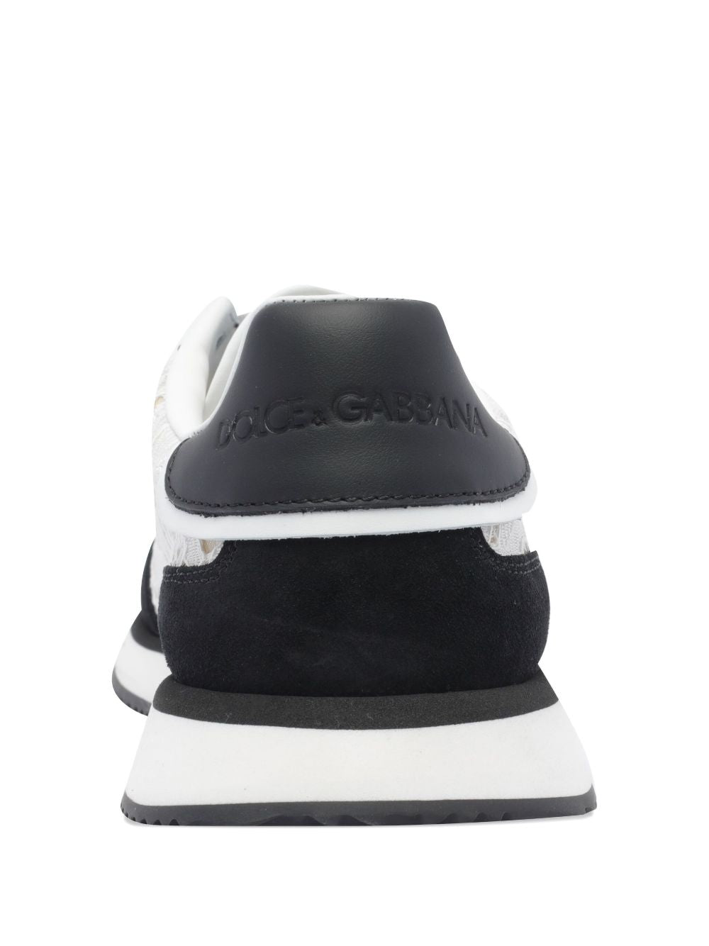 Dolce & Gabbana White Leather Sneakers with Contrasting Branded Heel White