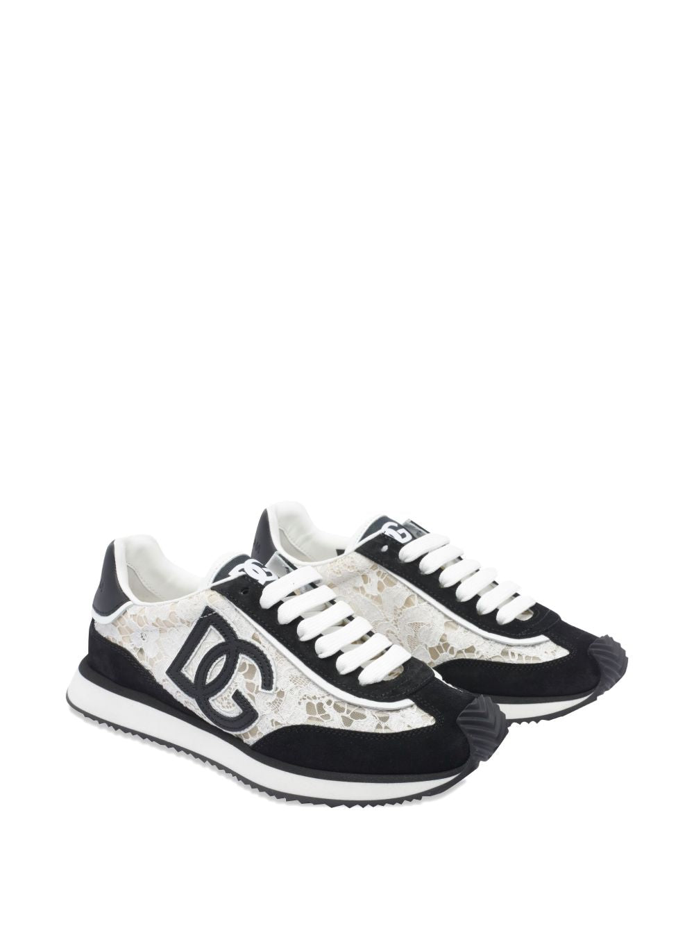 Dolce & Gabbana White Leather Sneakers with Contrasting Branded Heel White