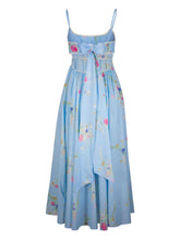 Zimmermann Clear Blue Lucky Printed Cotton Maxi Dress with Lace and Open Back Clear Blue