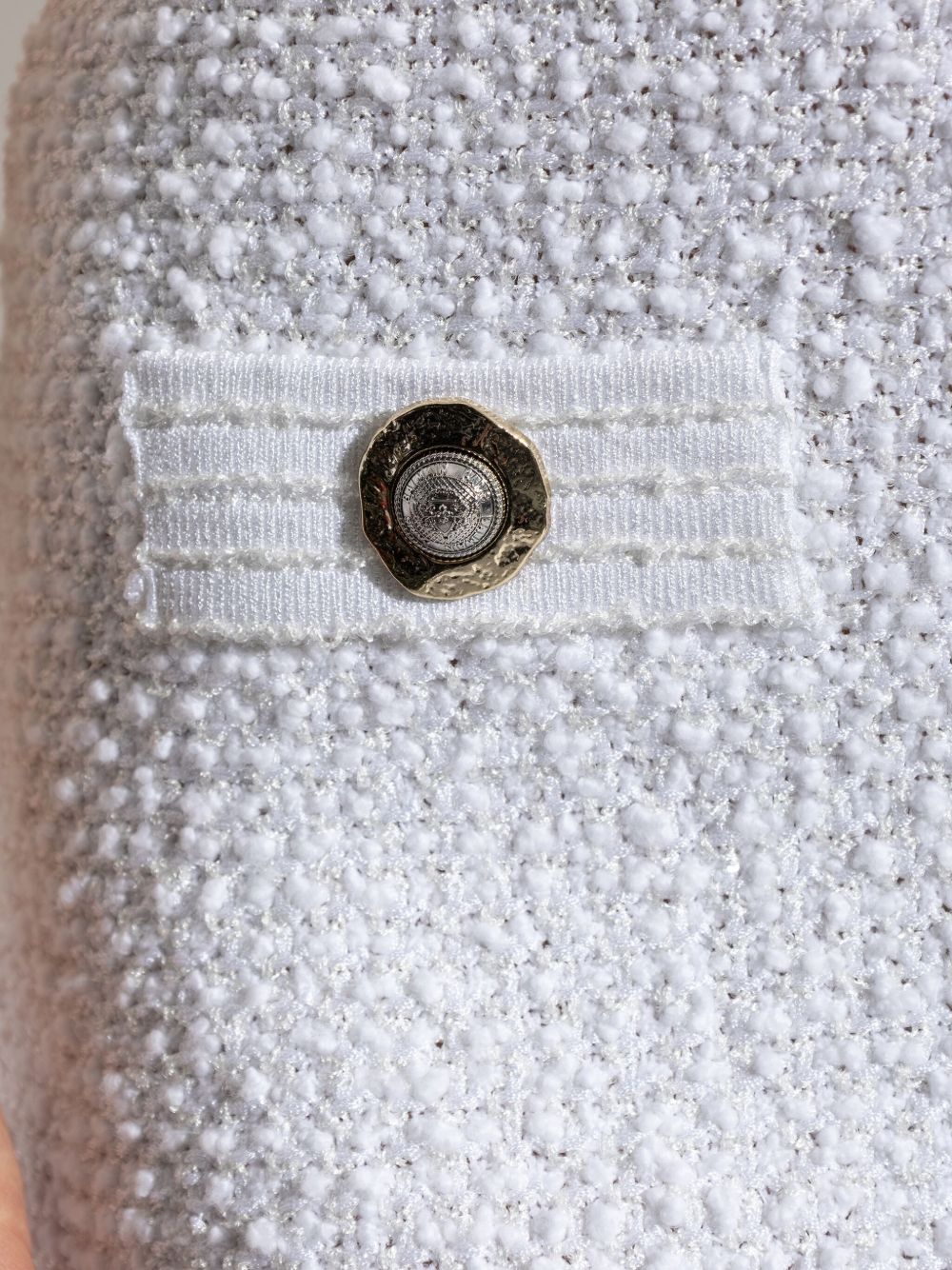 Balmain Tweed Mini Skirt with Decorative Buttons White