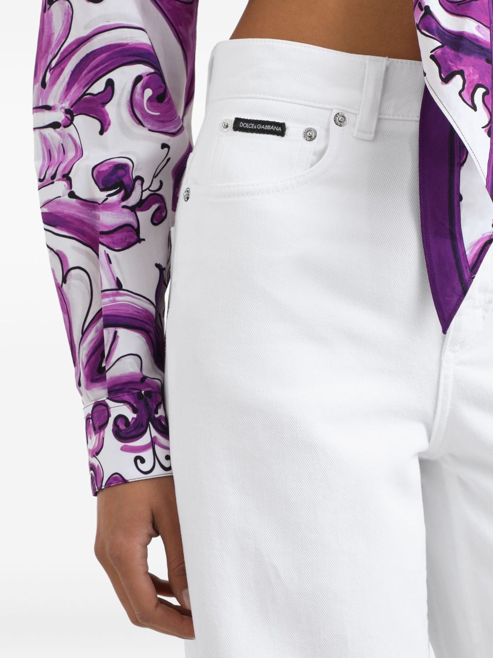 Dolce & Gabbana High-Rise Straight-Leg White Jeans White