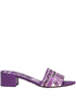 Dolce & Gabbana Maiolica Print Purple Slip-On Leather Sandals Purple