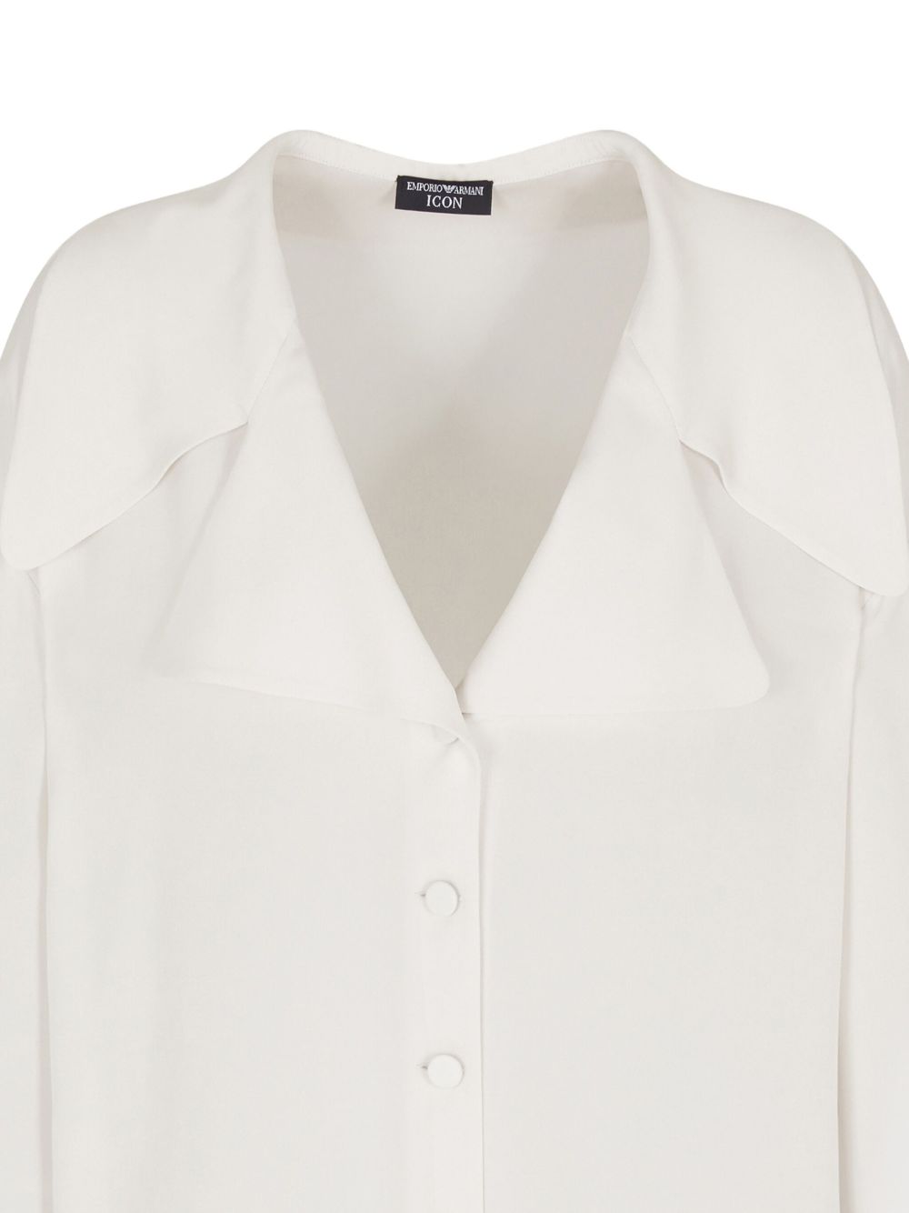 Emporio Armani White Silk Wide-Collar Shirt White