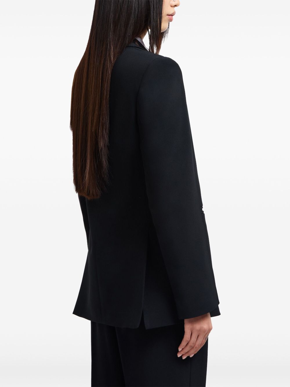 Emporio Armani Single-Breasted Playing Card Detail Black Jacket Black