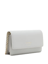 Emporio Armani Mini Leather Chain Clutch with Logo Grey