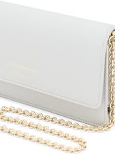 Emporio Armani Mini Leather Chain Clutch with Logo Grey