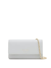 Emporio Armani Mini Leather Chain Clutch with Logo Grey