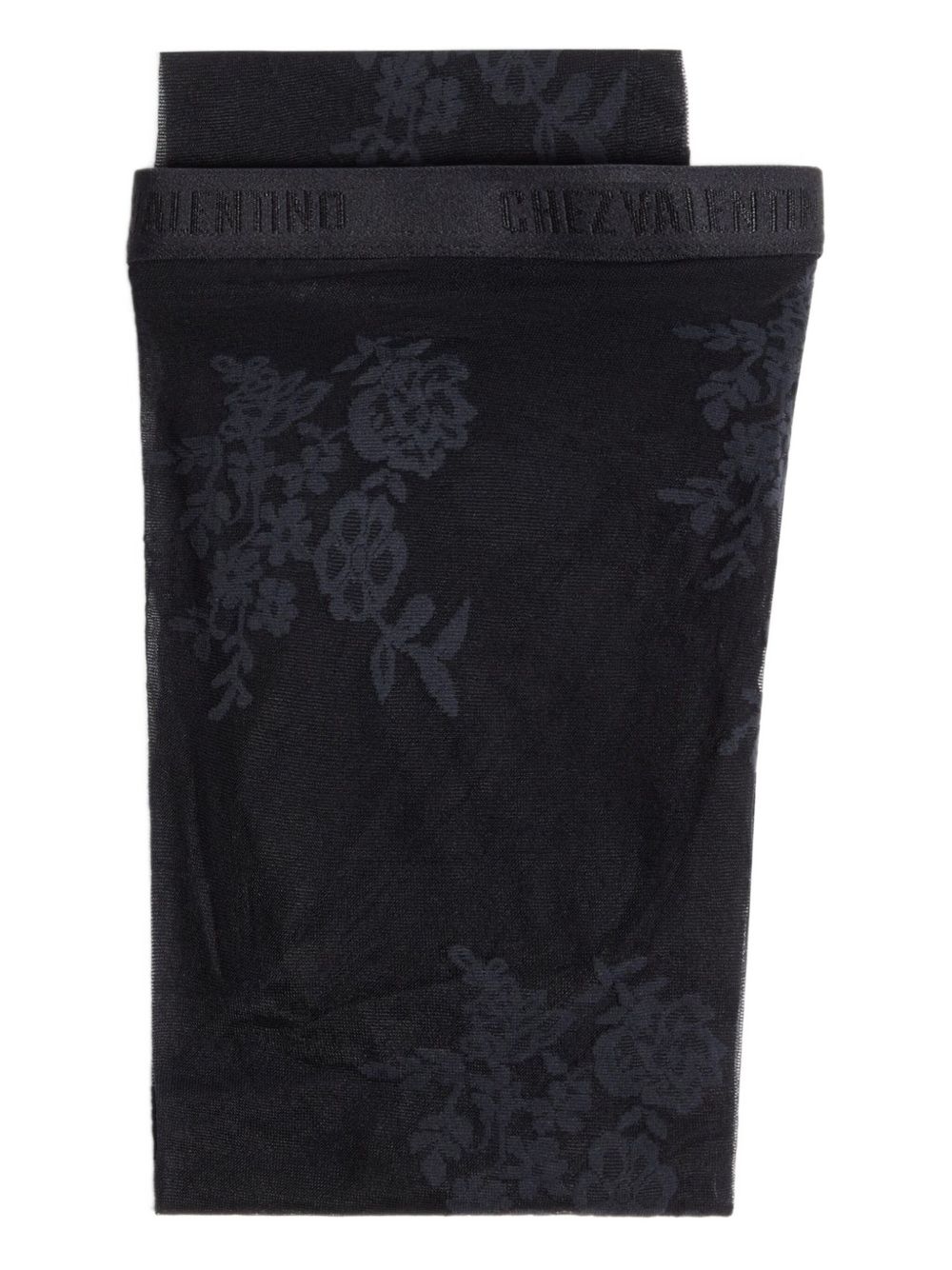 Valentino Floral Embroidered High-Waisted Black Lycra Tights Black