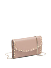 Valentino Garavani Rockstud Leather Wallet on Chain in Powder Powder