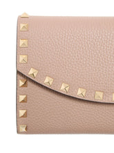 Valentino Garavani Rockstud Leather Wallet on Chain in Powder Powder