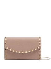 Valentino Garavani Rockstud Leather Wallet on Chain in Powder Powder