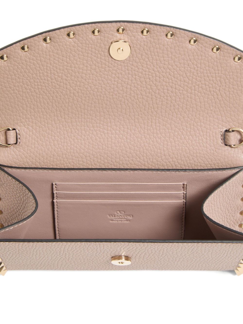 Valentino Garavani Rockstud Leather Wallet on Chain in Powder Powder