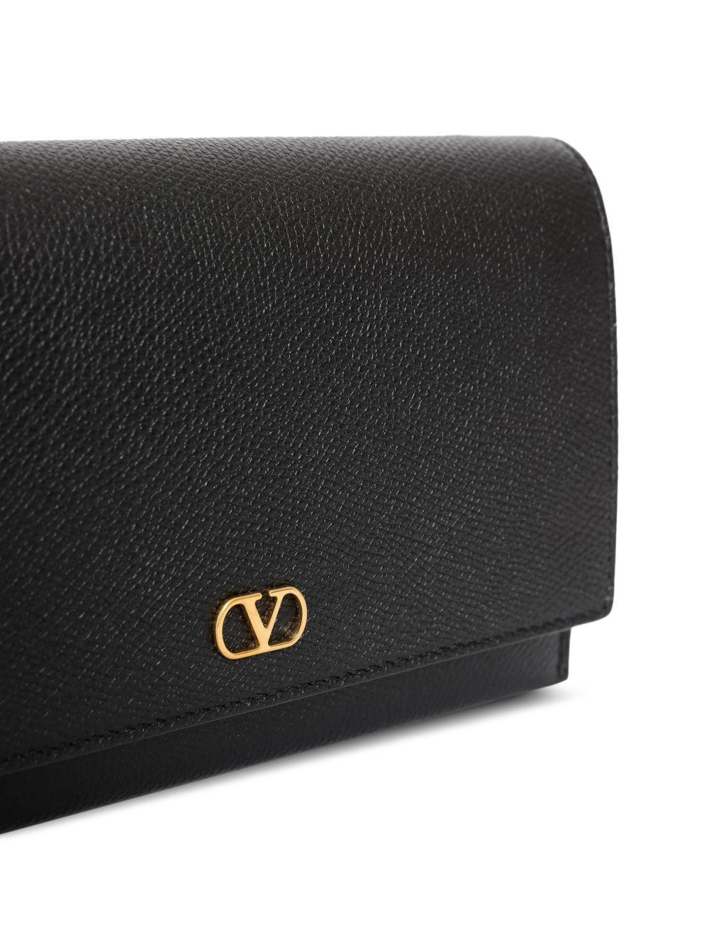 Valentino Garavani VLogo Signature Leather Wallet on Chain Black
