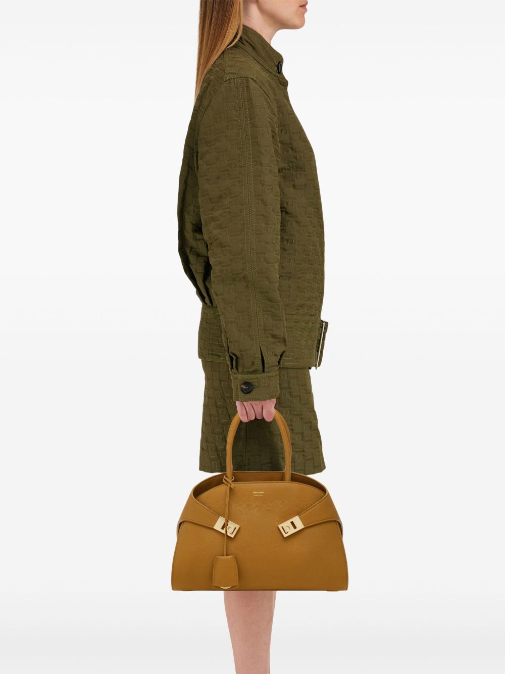 Ferragamo Hug Medium Leather Tote Bag Leather Brown