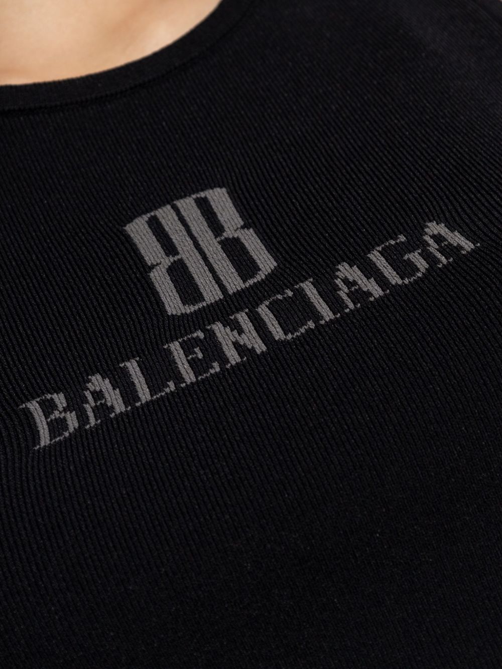 Balenciaga Nano BB Logo-Intarsia Sleeveless Tank Top Black