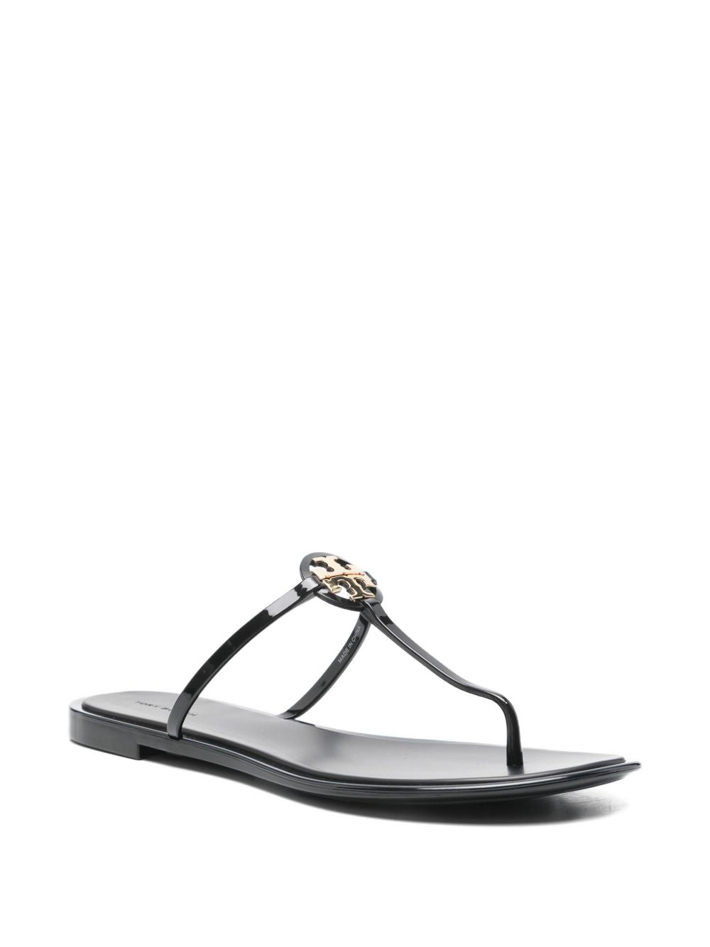 Tory Burch Mini Miller Black Leather Thong Sandals Black