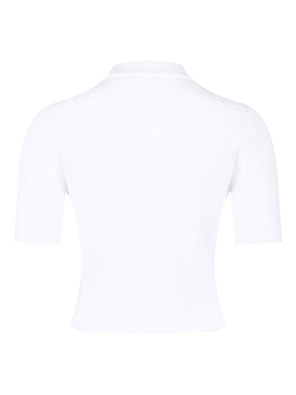 Balmain Ribbed Buttoned Crewneck Cardigan White