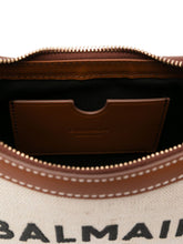 Balmain B-Army Canvas Shoulder Bag Leather Brown