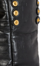 Balmain 1945 Soft PB-Monogrammed Crinkled Small Leather Tote Bag Black