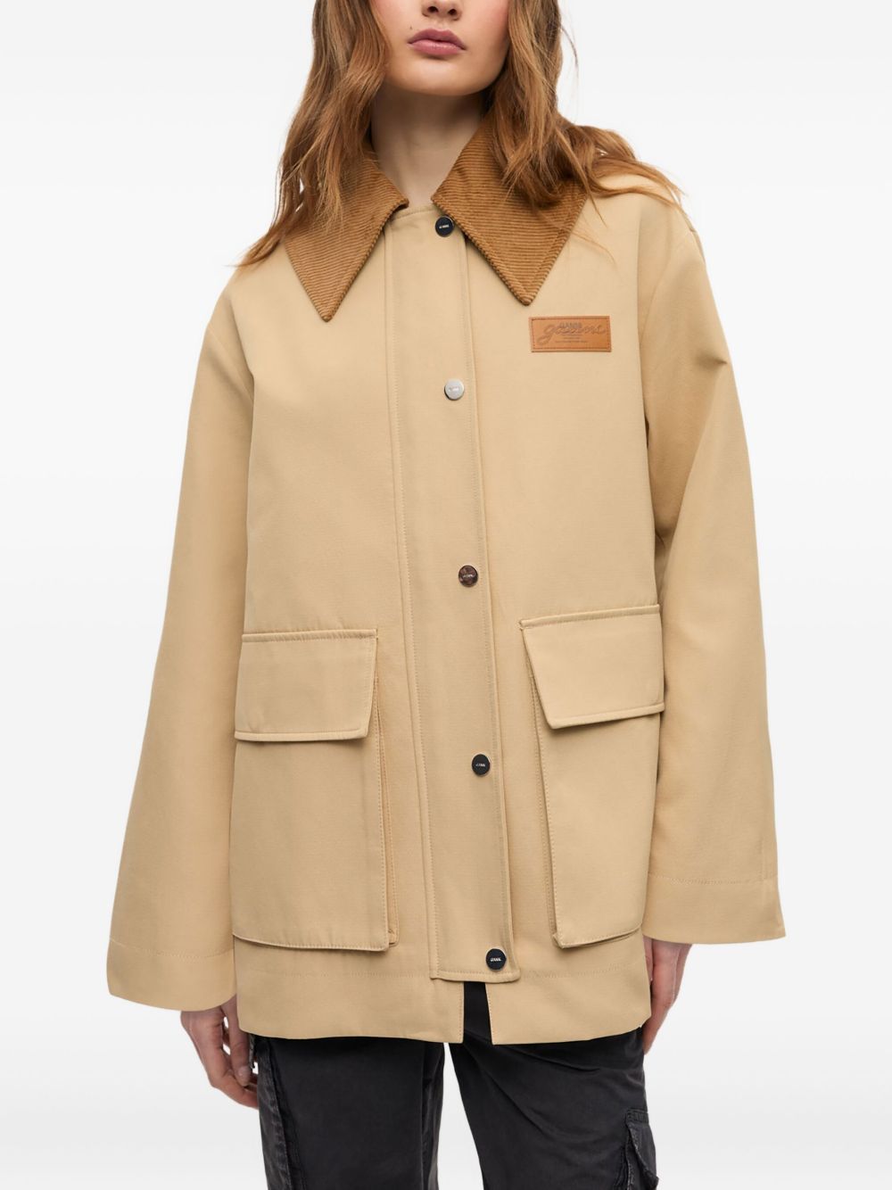 Ganni Twill Midi Jacket Beige