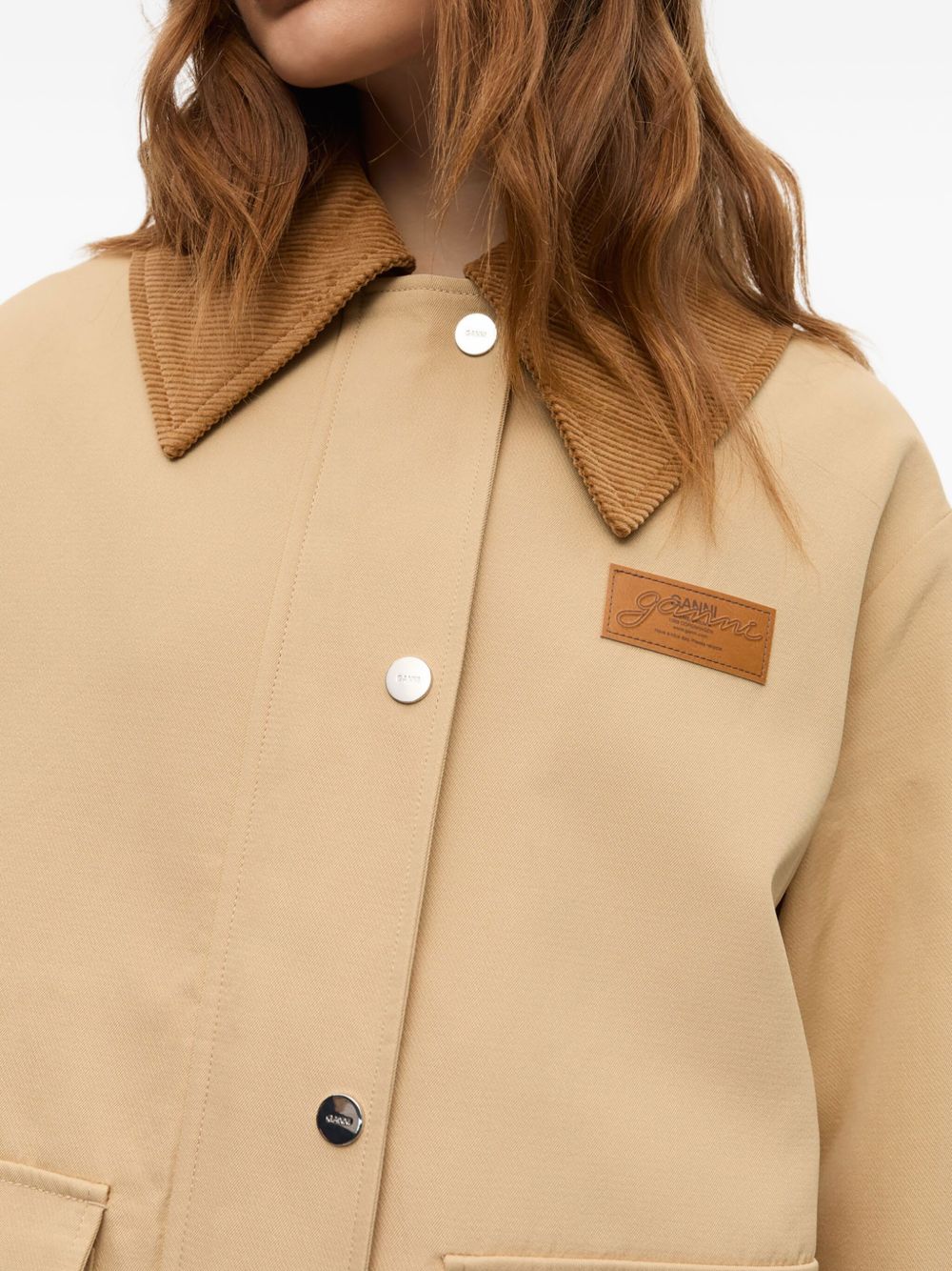 Ganni Twill Midi Jacket Beige