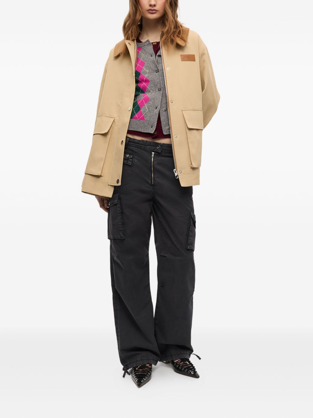 Ganni Twill Midi Jacket Beige