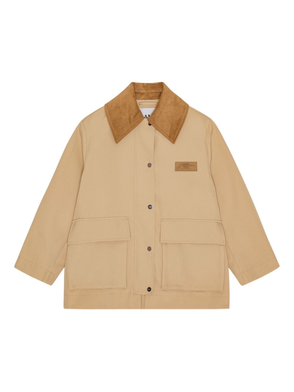 Ganni Twill Midi Jacket Beige