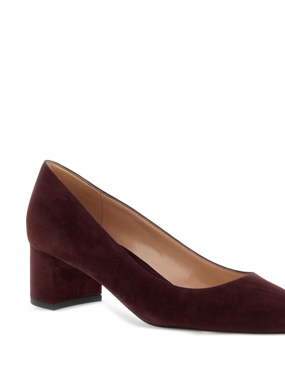 Gianvito Rossi Piper Suede Leather Block Heel Pumps Bordeaux